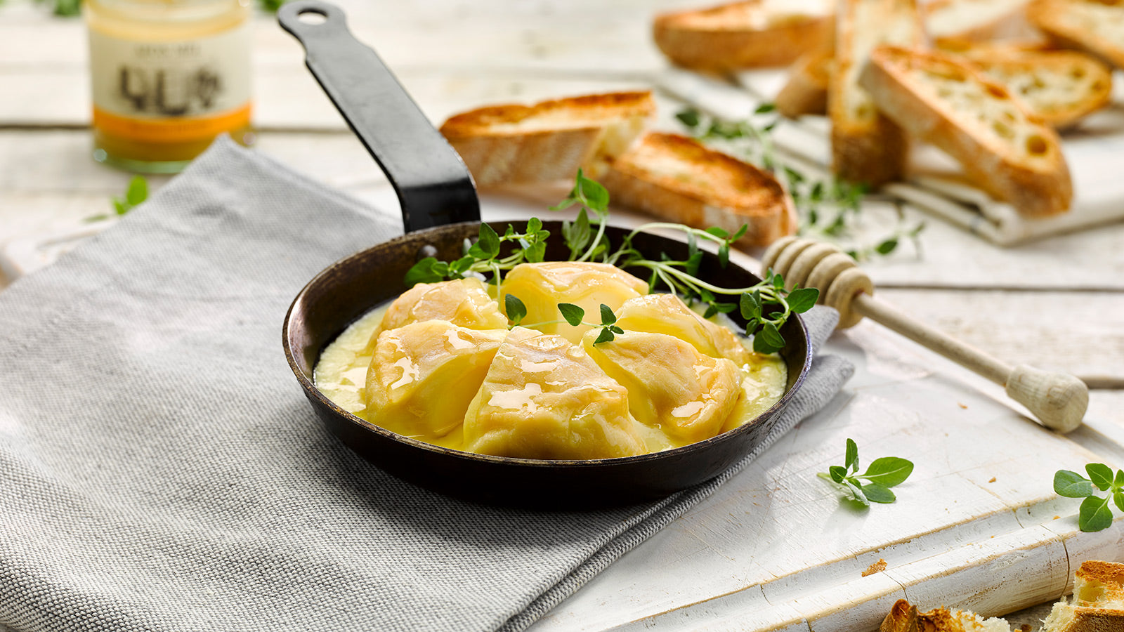 Pan Baked Golden Cenarth with Ciabatta Croutons