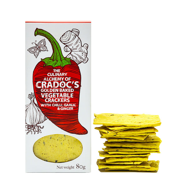 Cradoc's chilli, garlic and ginger crackers 80g